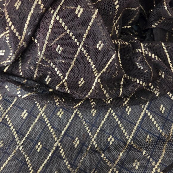 VIntgae Circa 1920 Assuit Ladies Shawl / Geometric Gold Pattern - Picture 1 of 4